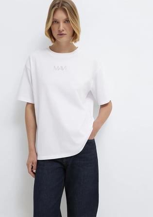 Mavi Logo Baskılı Beyaz Tişört 1613884-620