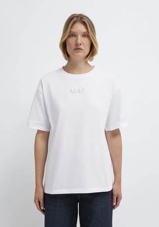 Mavi Logo Baskılı Beyaz Tişört 1613884-620