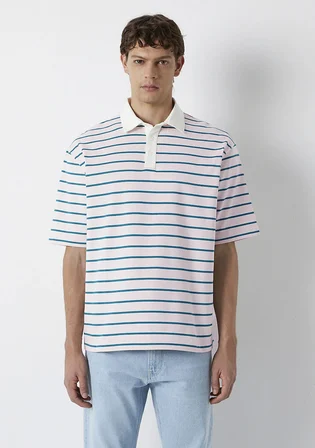 Yeşil Çizgili Açık Pembe Polo Tişört 0613325-70990