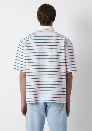 Yeşil Çizgili Açık Pembe Polo Tişört 0613325-70990
