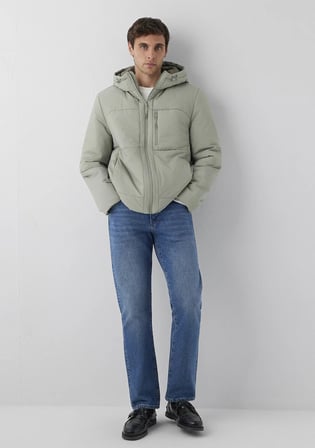 Mavi M0110840-71484 Mavi Kapüşonlu Şişme Mont Erkek Mont