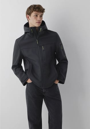 Mavi M0110848-71379 Mavi Su İtici Pro-Tech Water-Replent Kapüşonlu Spandex Erkek Mont