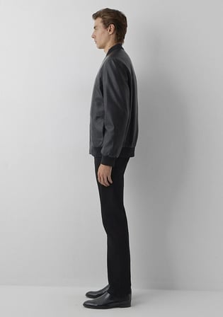 Siyah Suni Deri Bomber Ceket 0110906-71379
