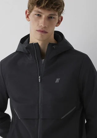 Su İtici Kapüşonlu Siyah Spandex Ceket 0110894-71379