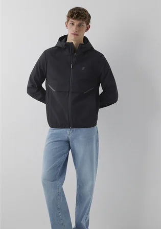 Su İtici Kapüşonlu Siyah Spandex Ceket 0110894-71379