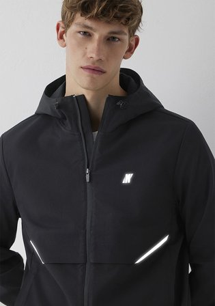 Su İtici Kapüşonlu Siyah Spandex Ceket 0110894-71379
