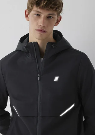 Su İtici Kapüşonlu Siyah Spandex Ceket 0110894-71379