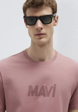 Mavi Logo Baskılı Pembe Tişört 0612896-70948
