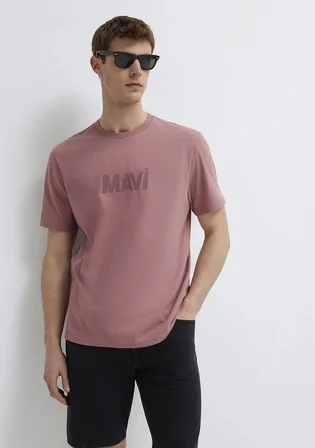 Mavi Logo Baskılı Pembe Tişört 0612896-70948