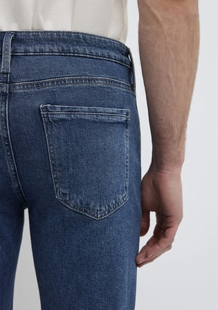 Brian Premium Blue Puslu Koyu Mavi Jean Şort 04184A3304