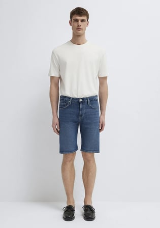 Brian Premium Blue Puslu Koyu Mavi Jean Şort 04184A3304