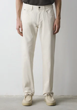 Lisbon Mavi Edition Ekru Keten Karışımlı Jean Pantolon 0010039-A3295