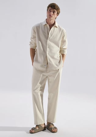 Andros Mavi Edition Ekru Keten Karışımlı Jean Pantolon 0021045-A3321