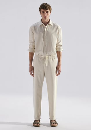 Andros Mavi Edition Ekru Keten Karışımlı Jean Pantolon 0021045-A3321