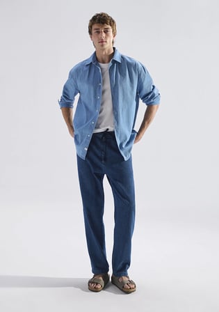 Andros Mavi Edition Indigo Mavisi Keten Karışımlı Jean Pantolon 0021045-A3880