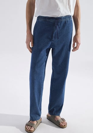 Andros Mavi Edition Indigo Mavisi Keten Karışımlı Jean Pantolon 0021045-A3880