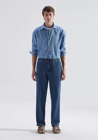 Andros Mavi Edition Indigo Mavisi Keten Karışımlı Jean Pantolon 0021045-A3880