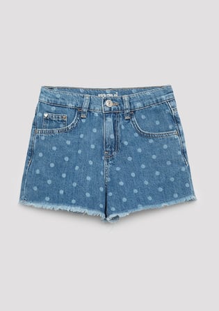 Polka Dot Mavi Jean Şort 7410655-A3339