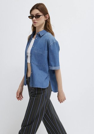 Nelly Mavi Edition Indigo Mavisi Jean Gömlek 1221024-A3166