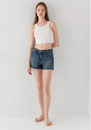 Rosie 90lar Yırtıklı Indigo Mavisi Jean Şort 14474A3187