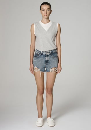 Tyra 90lar Vintage Indigo Mavisi Jean Şort 1410011-A3188
