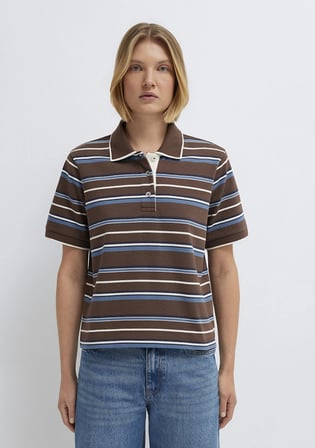Çizgili Polo Yaka Kahverengi Tişört 1614119-88068