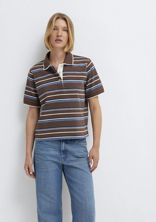 Çizgili Polo Yaka Kahverengi Tişört 1614119-88068