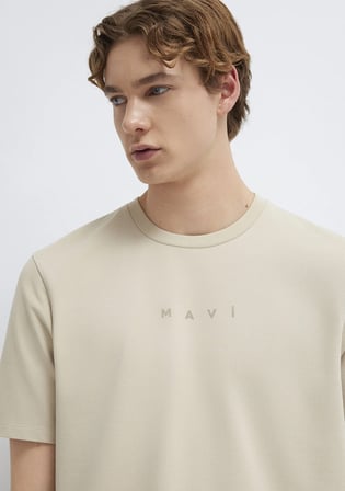 Mavi Logo Baskılı Bej Tişört 0613305-70322