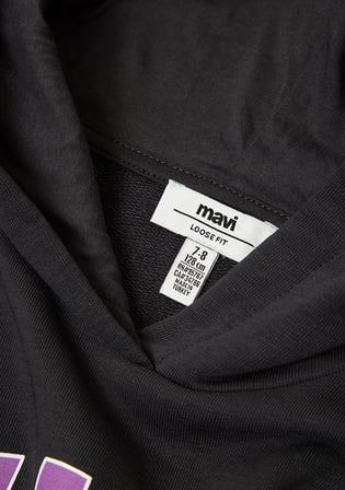 Mavi Logo Baskılı Kapüşonlu Antrasit Sweatshirt 7S10179-70087