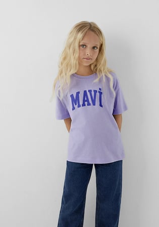 Mavi Logo Baskılı Mor Tişört 7610479-70523