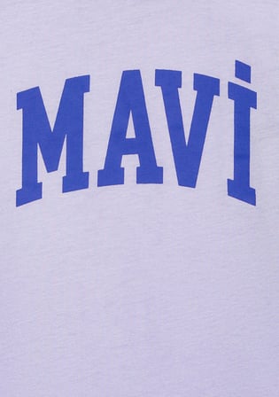 Mavi Logo Baskılı Mor Tişört 7610479-70523