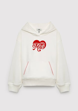 Kapüşonlu Ekru Sweatshirt 7S10198-70057