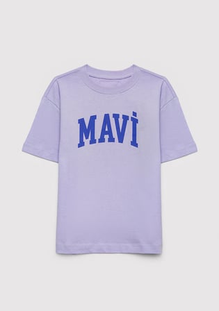 Mavi Logo Baskılı Mor Tişört 7610479-70523
