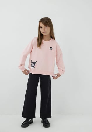 Kuromi Baskılı Kapüşonsuz Sweatshirt 7S10199-90773