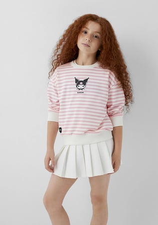 Kuromi Baskılı Çizgili Sweatshirt 7S10201-91630