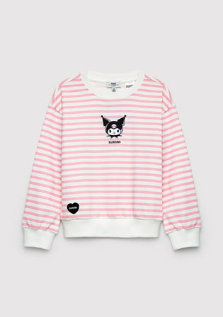 Kuromi Baskılı Çizgili Sweatshirt 7S10201-91630