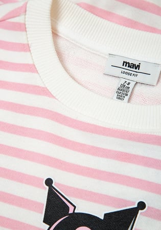 Kuromi Baskılı Çizgili Sweatshirt 7S10201-91630