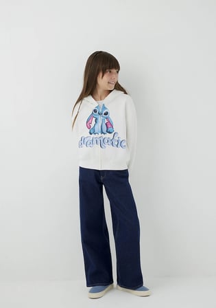Lilo ve Stitch Baskılı Kapüşonlu Sweatshirt 7S10205-70057