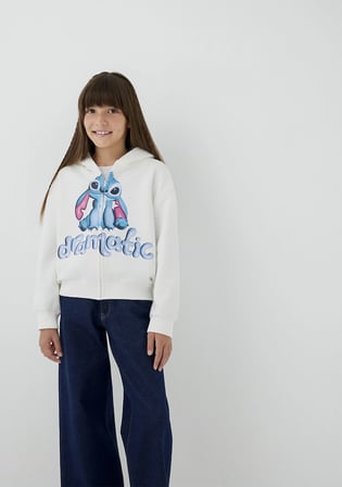 Lilo ve Stitch Baskılı Kapüşonlu Sweatshirt 7S10205-70057