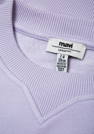Kedi Baskılı Mor Sweatshirt 7S10210-70523