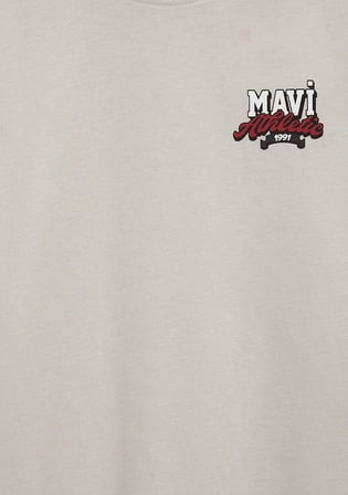 Mavi Logo Baskılı Gri Tişört 6610500-90782