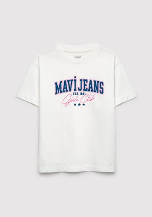 Mavi Logo Baskılı Ekru Tişört 7610486-70057