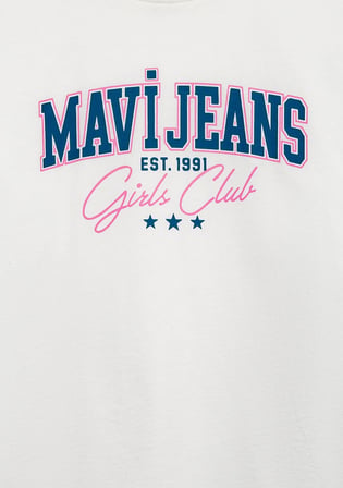 Mavi Logo Baskılı Ekru Tişört 7610486-70057