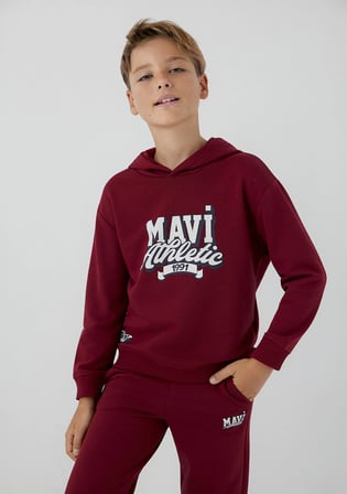 Kapüşonlu Kırmızı Sweatshirt 6S10210-84022