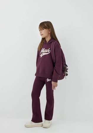 Mavi Logo Baskılı Kapüşonlu Bordo Sweatshirt 7S10207-87830