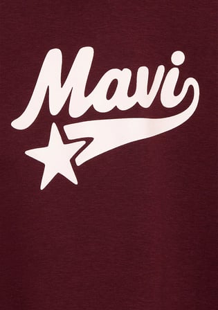 Mavi Logo Baskılı Kapüşonlu Bordo Sweatshirt 7S10207-87830