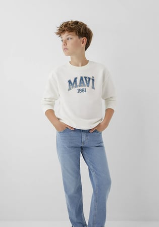 Mavi Logo Baskılı Ekru Sweatshirt 6S10218-70057