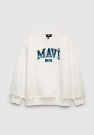 Mavi Logo Baskılı Ekru Sweatshirt 6S10218-70057