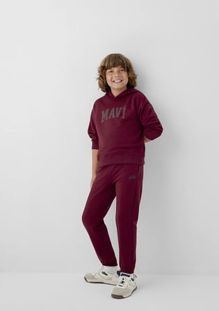 Mavi Logo Baskılı Bordo Eşofman Altı 6010024-70394