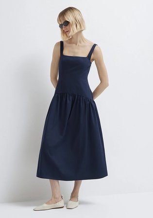 Lacivert Midi Elbise 1310878-70488